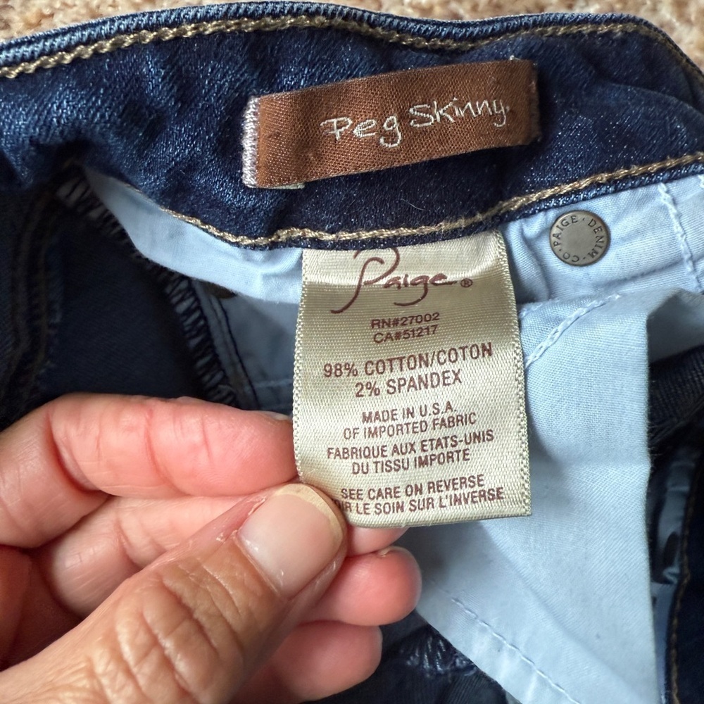 Paige Womens Jeans Peg Skinny Denim Blue Dark Wash 26*27 - Picture 6 of 6